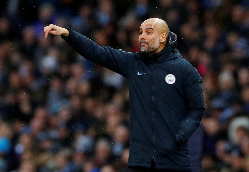 Manchester City manager Pep Guardiola gestures during the match against Burnley at Etihad Stadium in Manchester January 26, 2019. u00e2u20acu201d Reuters pic