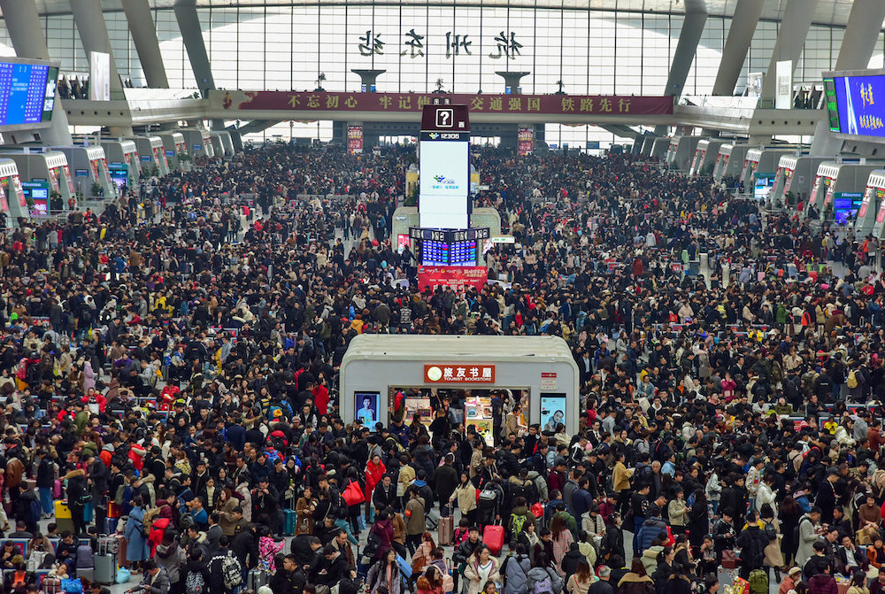 Passengers travelling during the Spring Festival travel rush ahead of Chinese Lunar New Year wait to board trains at the Hangzhou East Railway Station in Zhejiang province, China January 30, 2019. u00e2u20acu201d Reuters pic
