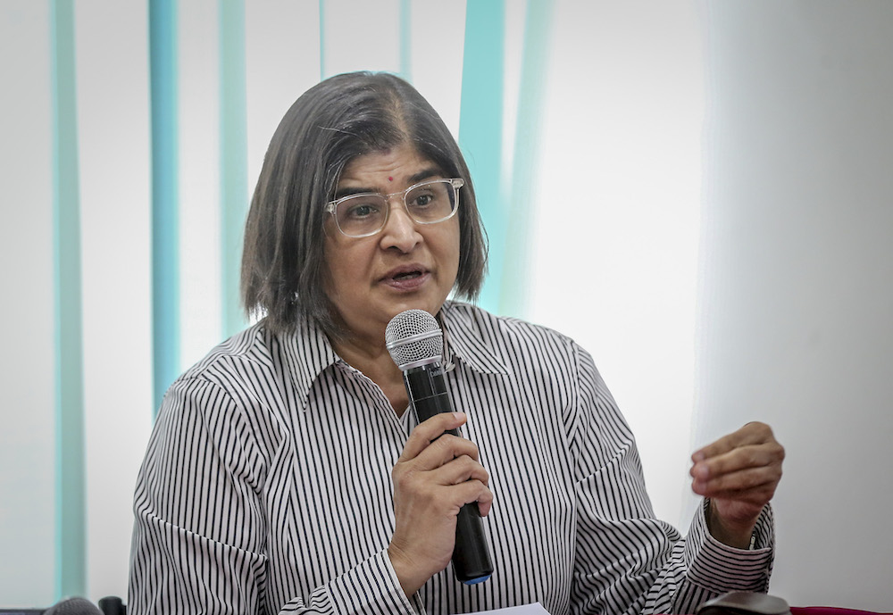 Datuk Ambiga Sreenevasan speaks during a press conference in Petaling Jaya January 24, 2019. u00e2u20acu201d Picture by Firdaus Latif