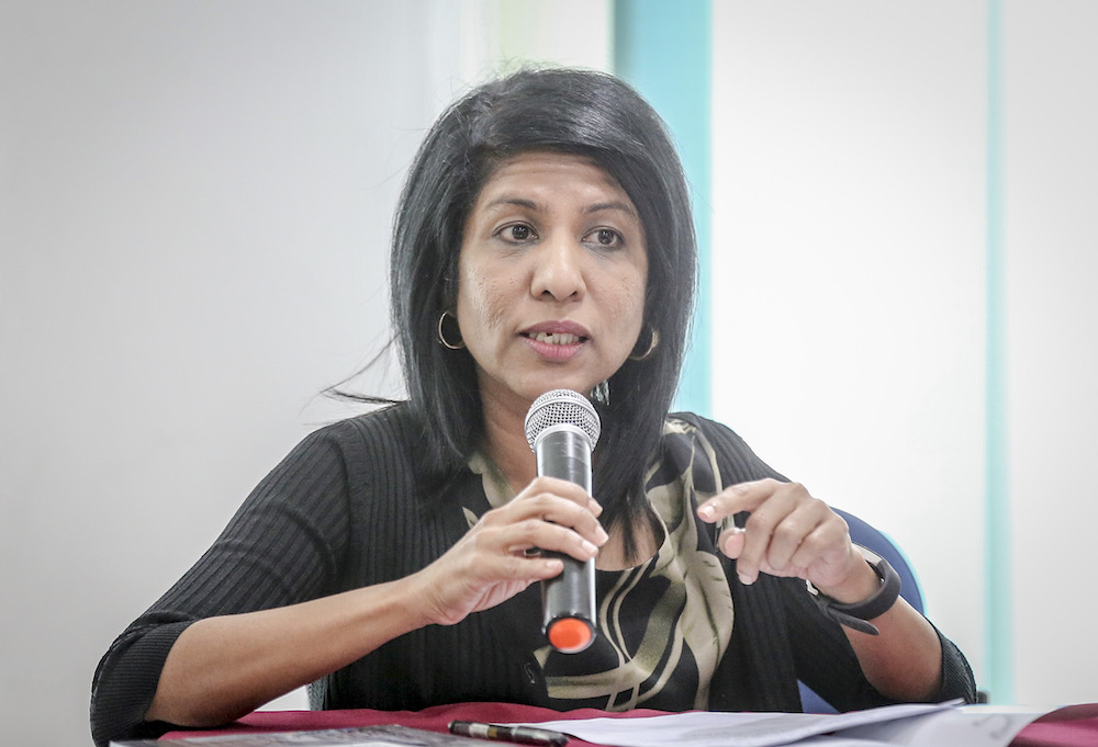 C4 executive director Cynthia Gabriel speaks during a press conference in Petaling Jaya January 24, 2019. u00e2u20acu201d Picture by Firdaus Latif