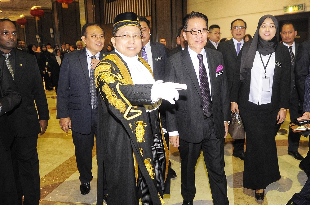 Chief Justice Tan Sri Richard Malanjum (left) and Law Minister Datuk Liew Vui Keong (right) at the opening of the legal year 2019 in Putrajaya January 11, 2019. u00e2u20acu201d Picture by Shafwan Zaidon