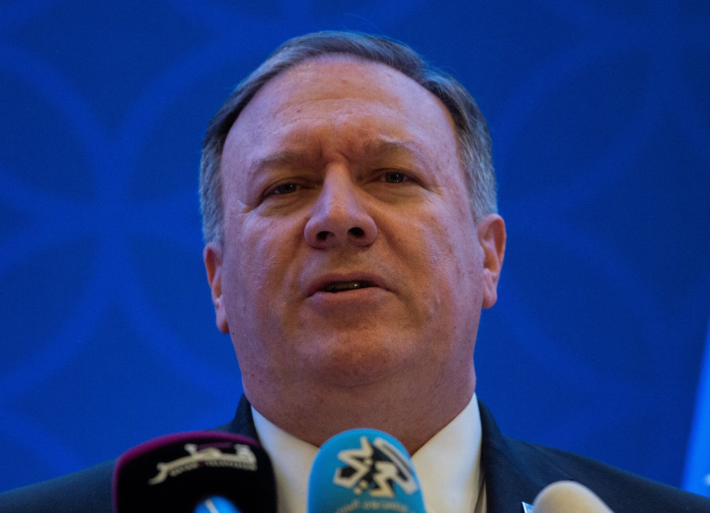 US  Secretary of State Mike Pompeo speaking at the Sheraton Grand in Doha January 13, 2019. u00e2u20acu201d Reuters pic