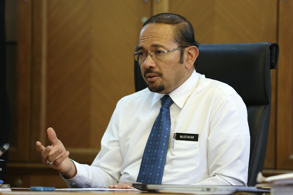 National Anti-Financial Crime Centre (NAFCC) chief executive Datuk Seri Mustafar Ali speaks during an interview with Malay Mail at his office in Putrajaya January 15, 2019. u00e2u20acu201d Picture by Yusof Mat Isa