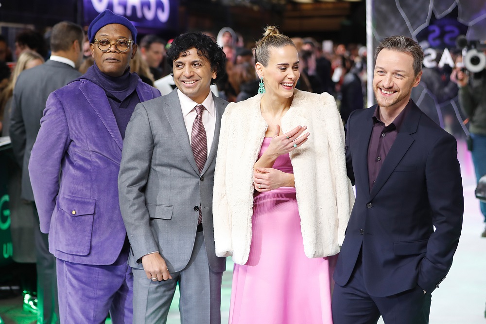 Director M. Night Shyamalan (second left) with actors Samuel L. Jackson, Sarah Paulson and British actor James McAvoy at the European premiere of u00e2u20acu02dcGlassu00e2u20acu2122, in London January 9, 2019. u00e2u20acu201d AFP pic