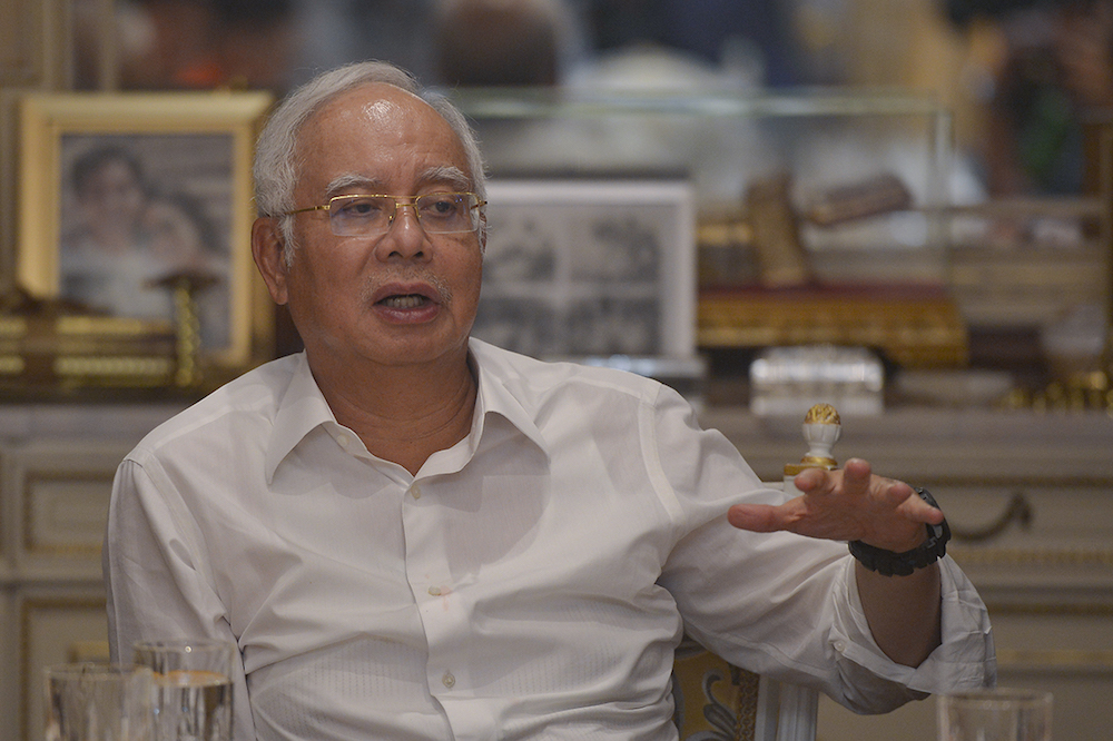 Datuk Seri Najib Razak speaks during a meeting with Big Blue Taxi CEO Datuk Shamsubahrin Ismail at his residence in Taman Duta, Kuala Lumpur January 16, 2019. u00e2u20acu201d Picture by Mukhriz Hazim