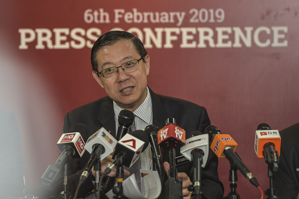 Finance Minister Lim Guan Eng speaks during a press conference in Kuala Lumpur January 22, 2019. u00e2u20acu201d Picture by Miera Zulyana
