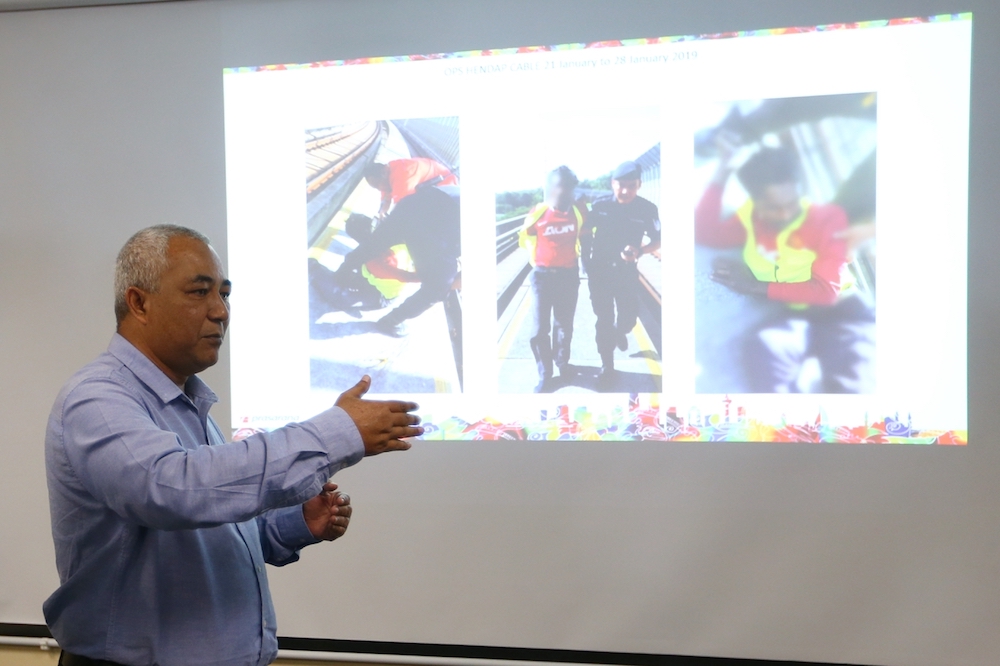 RapidKL CEO Khairani Mohamad speaks to reporters about cable theft along the Sungai Besi-Kajang MRT line in Kuala Lumpur January 24, 2019. u00e2u20acu201d Picture by Ahmad Zamzahuri