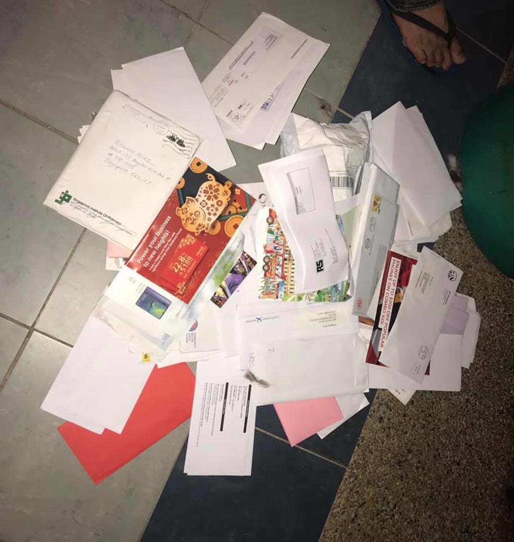 Facebook user Alyce Kathlyn posted a series of photos on Monday night (Jan 28), showing unopened letters addressed to residents of Ang Mo Kio Avenue 4 and 5, all lying in public dustbins. u00e2u20acu201du00c2u00a0Facebook pic via TODAY