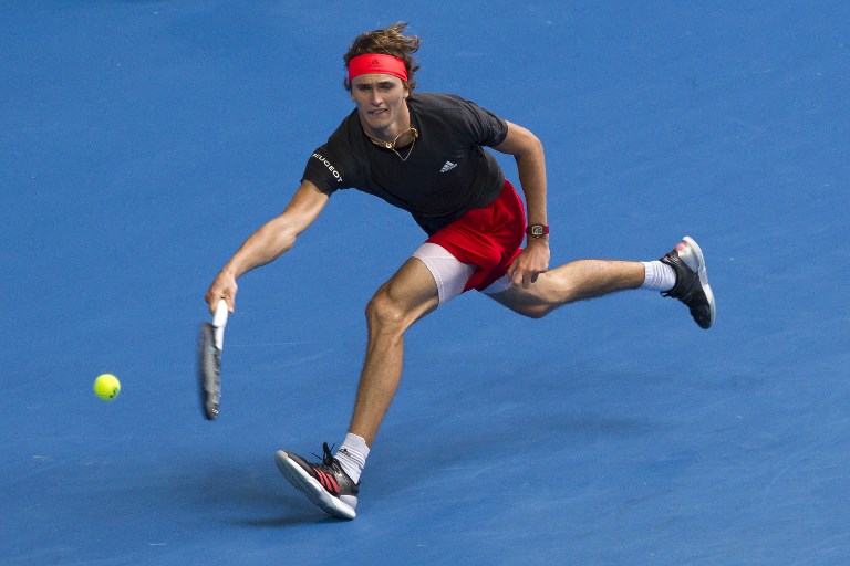 Alexander Zverev of Germany hits a return against Lucas Pouille of France during their men's singles match on day five of the Hopman Cup tennis tournament in Perth January 2, 2019. u00e2u20acu201d AFP pic