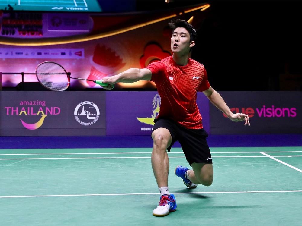 Singaporeu00e2u20acu2122s Loh Kean Yew makes a return against Chinau00e2u20acu2122s Lin Dan during the menu00e2u20acu2122s single finals of Thailand Masters in Bangkok January 13, 2019. u00e2u20acu201d Handout by Badminton World Federation via AFP
