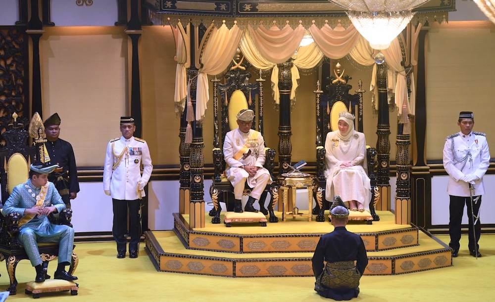The Pahang royal family are seen during the proclamation ceremony in Pekan January 29, 2019. u00e2u20acu201d Bernama pic