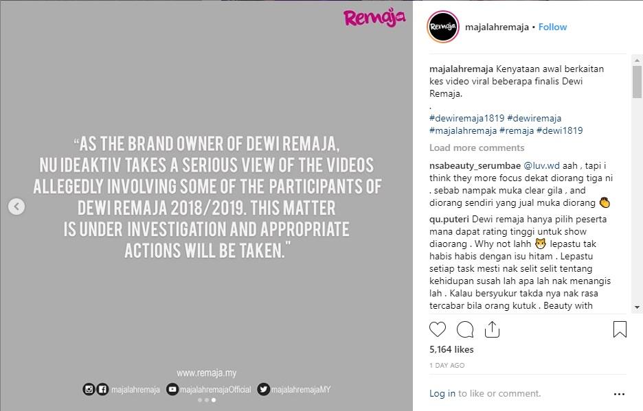 Pageant organisers Nu Ideaktiv released a statement yesterday following public outrage. — Image from Instagram/Majalah Remaja