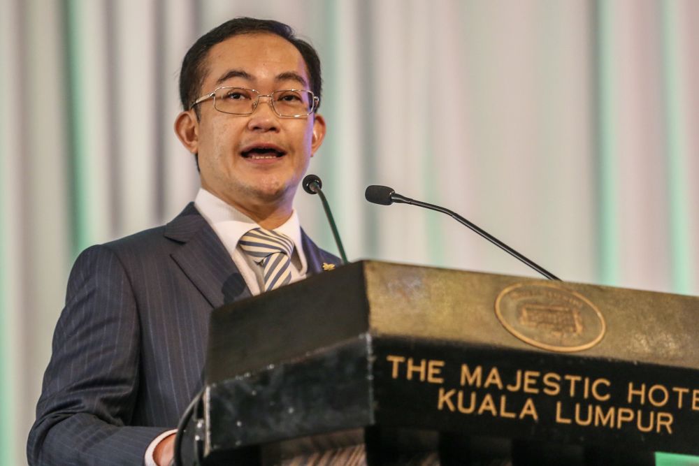 MPOC chairman Datuk Lee Yeow Chor gives a speech at The Majestic Hotel, Kuala Lumpur January 8, 2019. u00e2u20acu201d Picture by Hari Anggara