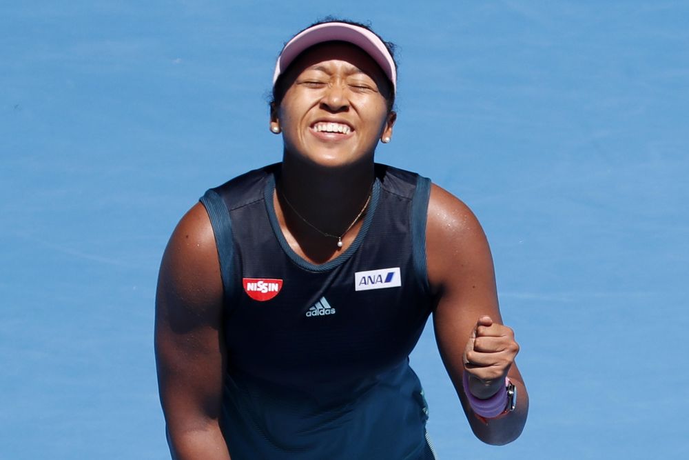 Japanu00e2u20acu2122s Naomi Osaka celebrates her win against Latviau00e2u20acu2122s Anastasija Sevastova during the Australian Open Fourth Round at Melbourne Park, Melbourne, Australia, January 21, 2019. u00e2u20acu201d Reuters pic