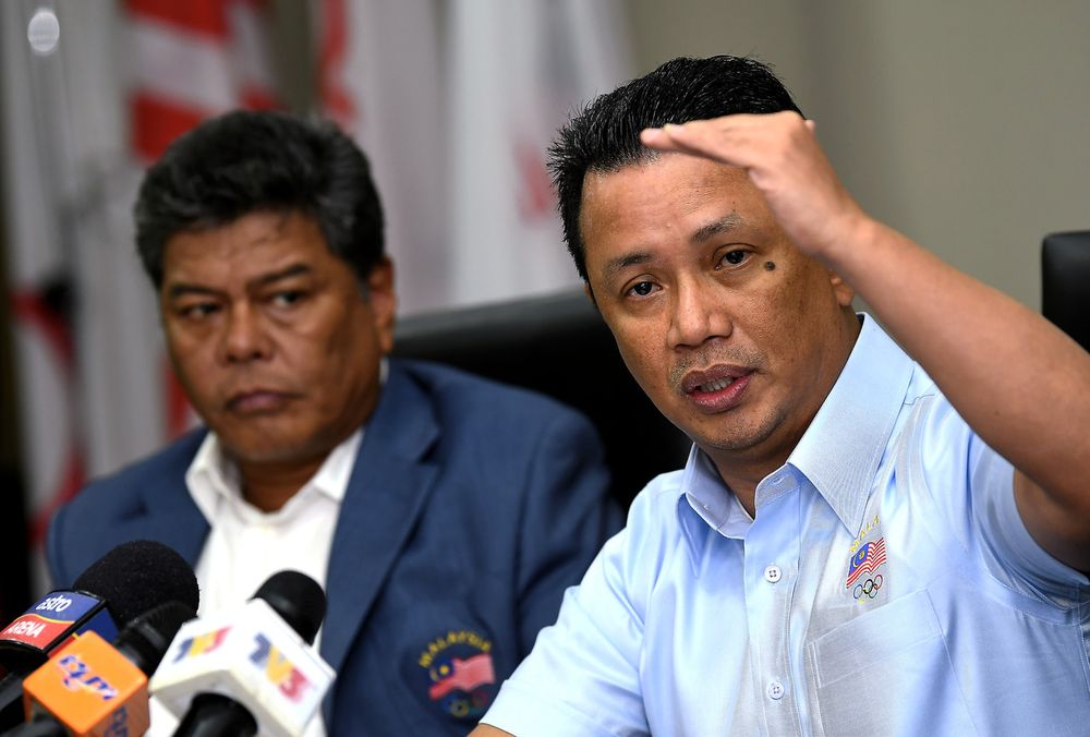 Olympic Council President Datuk Seri Mohamad Norza Zakaria (right) at a press conference after chairing the 9th OCM Executive Board Meeting at Wisma OCM in Kuala Lumpur, January 8, 2019. u00e2u20acu201d Bernama pic