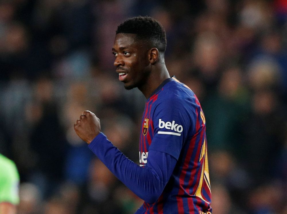 Barcelona's Ousmane Dembele celebrates after scoring the first goal against Levante, January 17, 2019. u00e2u20acu2022 Reuters pic