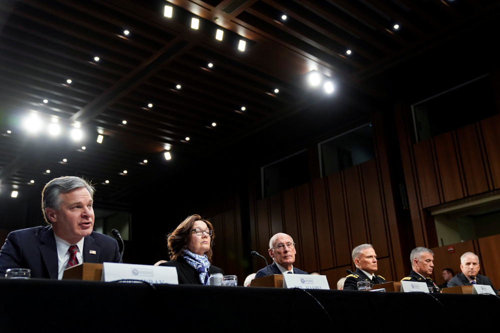US spy chiefs from the FBI, CIA, DIA, NSA and National Geospatial-Intelligence Agency testify to the Senate Intelligence Committee hearing about u00e2u20acu02dcworldwide threatsu00e2u20acu2122 on Capitol Hill in Washington, US, January 29, 2019. u00e2u20acu201d Reuters pic