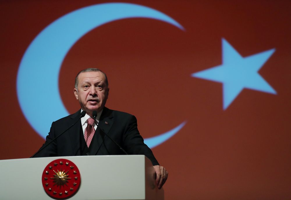 Turkeyu00e2u20acu2122s President Tayyip Erdogan makes a speech at the Turkish Military Academy in Ankara, Turkey January 24, 2019. u00e2u20acu201d Cem Oksuz/Turkish Presidential Press Office picture via Reuters