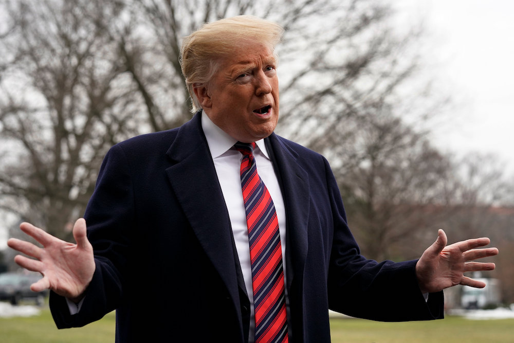 US President Donald Trump talks to the media, ahead of his departure to Dover, Delaware, on the South Lawn of the White House in Washington, US, January 19, 2019. u00e2u20acu201d Reuters picnnn