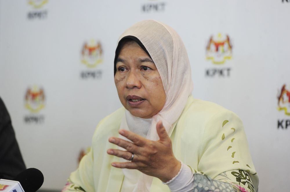 Zuraida Kamaruddin speaks to reporters at the Housing and Local Government Ministry in Putrajaya January 10, 2019. u00e2u20acu201d Picture by Shafwan Zaidon