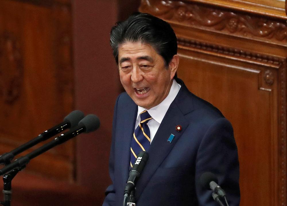 Japan's Prime Minister Shinzo Abe delivers his policy speech at the lower house of parliament in Tokyo January 28, 2019. u00e2u20acu201d Reuters pic
