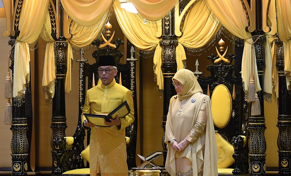Sultan Abdullah Sultan Ahmad Shah is seen during his coronation at Istana Abu Bakar in Pekan January 15, 2019. u00e2u20acu201d Bernama pic