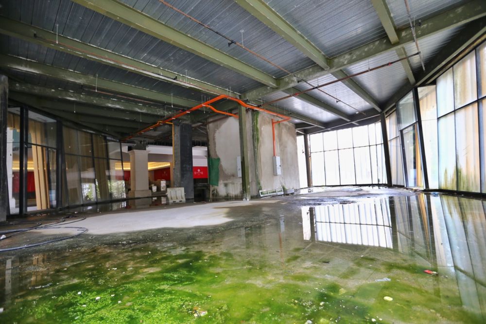 Puddles of stagnant water are seen at the new 23-acre mixed-use complex in Damansara Perdana.