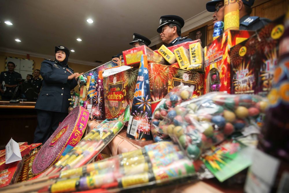 RM3 million worth of firecrackers were seized on December 27 by the Perak Royal Malaysian Customs Department. u00e2u20acu2022 Picture by Farhan Najib
