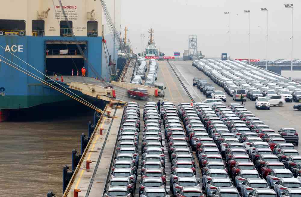 Geely cars for export enter a cargo vessel at Ningbo Zhoushan port in Zhejiang province, China January 2, 2019. u00e2u20acu201d Reuters pic
