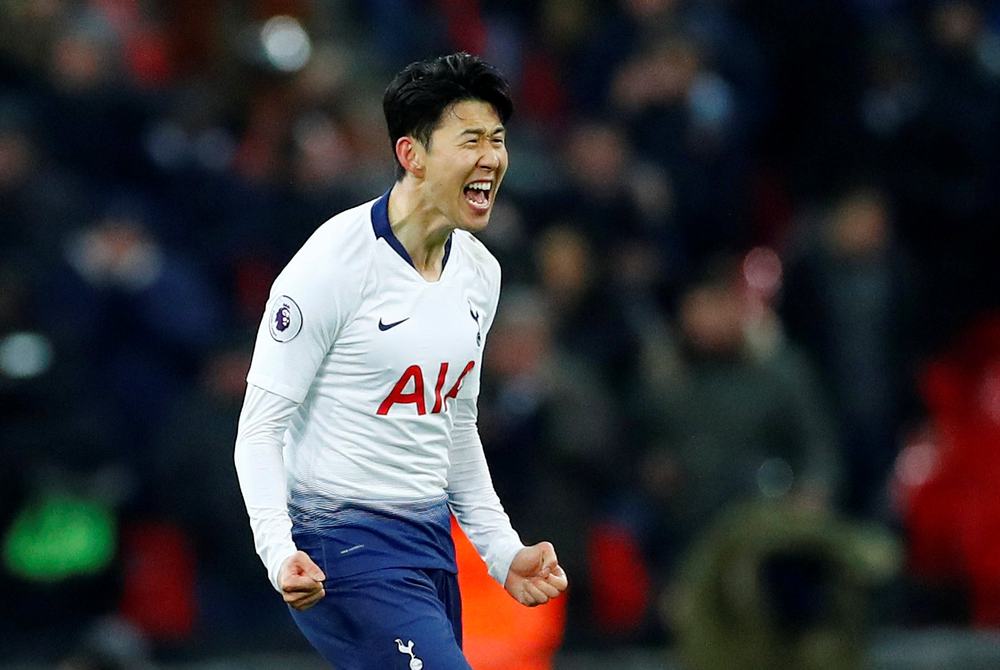 Tottenham's Son Heung-min celebrates scoring against Watford in their EPL match at London's Wembley Stadium January 30, 2019. u00e2u20acu201d Reuters pic