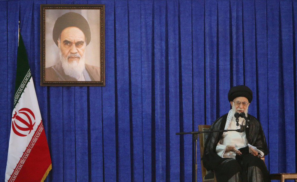 Iranu00e2u20acu2122s Supreme Leader Ayatollah Ali Khamenei delivers a speech during a ceremony marking the death anniversary of the founder of the Islamic Republic Ayatollah Ruhollah Khomeini, in Tehran, Iran, June 4, 2017. u00e2u20acu201d Tima handout pic via Reuters 