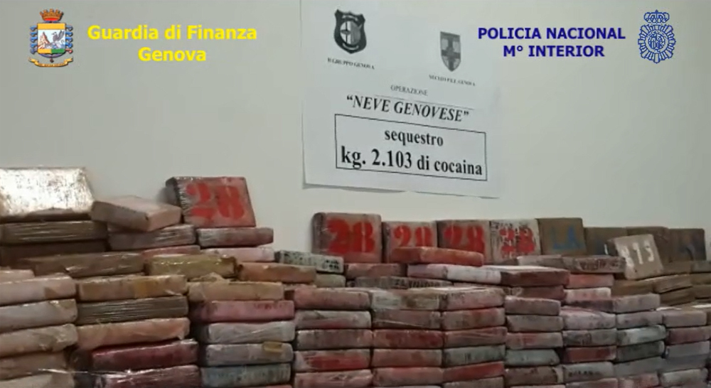 This handout picture released on January 31, 2019 by the Italian u00e2u20acu02dcGuardia di Finanzau00e2u20acu2122 law enforcement agency shows more than two tonnes of cocaine packs after they were seized in Genoau00e2u20acu2122s harbour, coming from Colombia. u00e2u20acu201d AFP pic 