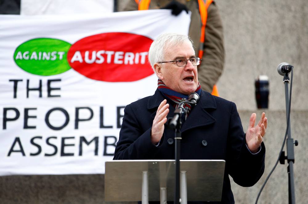 Britain's Shadow Chancellor of the Exchequer John McDonnell speaks during a demonstration march in central London January 12, 2019. u00e2u20acu201d Reuters pic