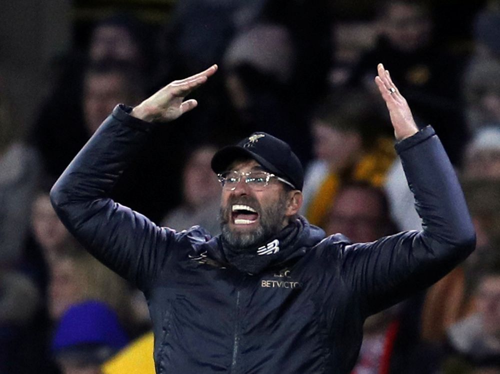 Liverpool manager Juergen Klopp reacts during the game against Wolverhampton Wanderers, January 7, 2019. u00e2u20acu2022 Reuters pic