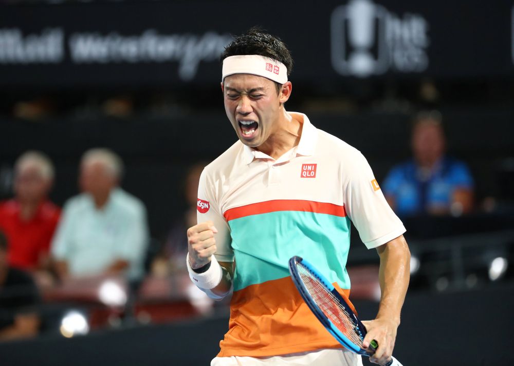 Japan's Kei Nishikori celebrates after the match against Bulgaria's Grigor Dimitrov in Brisbane January 3, 2019. u00e2u20acu2022 Reuters pic