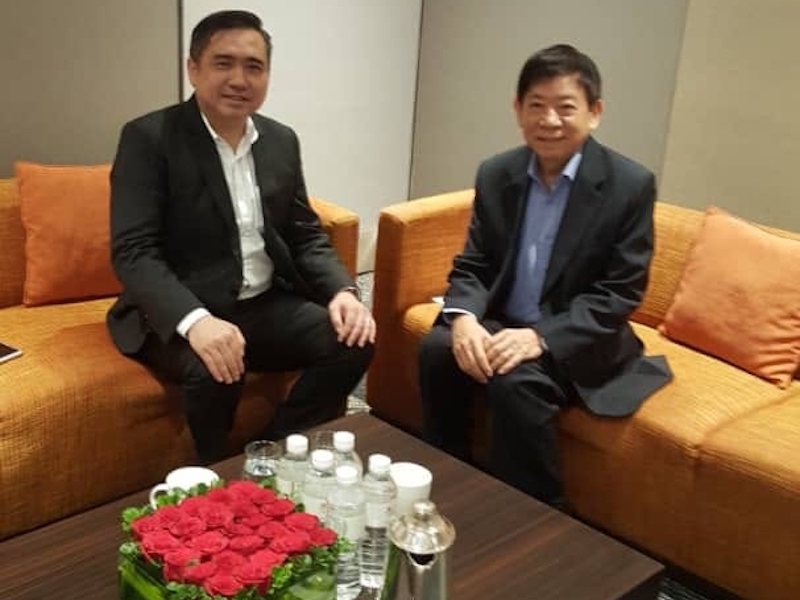 Transport Minister Anthony Loke (left) meets his Singaporean counterpart Khaw Boon Wan in the republic January 23, 2019. u00e2u20acu201d Picture courtesy of Anthony Loke