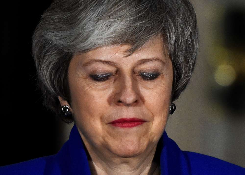 Britain's Prime Minister Theresa May makes a statement following winning a confidence vote outside 10 Downing Street in London January 16, 2019. u00e2u20acu201d Reuters pic