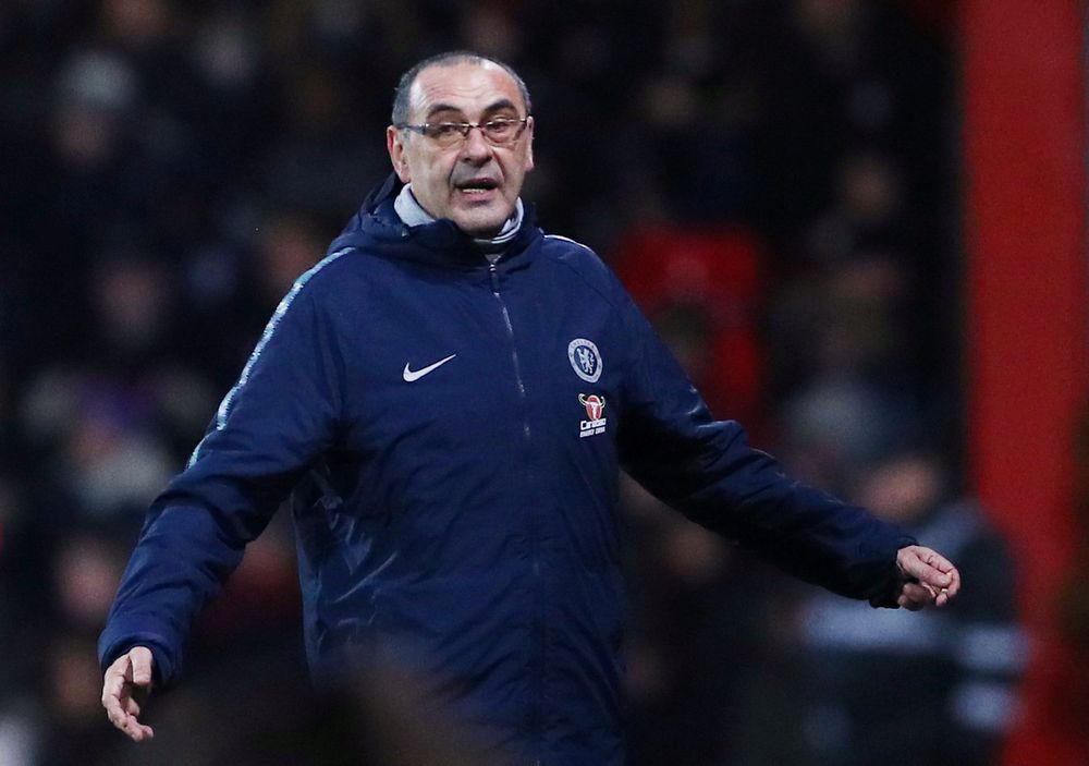 Chelsea manager Maurizio Sarri during the EPL match away to AFC Bournemouth January 30, 2019. u00e2u20acu201d Reuters pic