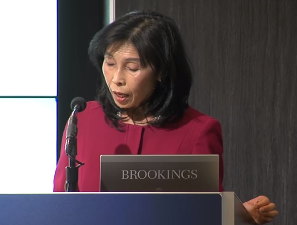 Screengrab of Nellie Liang from the Brookings Institution video 'Mutual Funds and Implications for Systemic Risk' on YouTube.