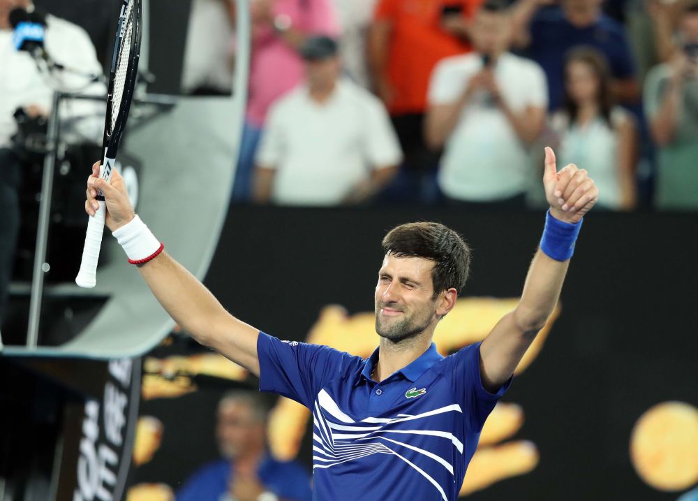 Serbia's Novak Djokovic celebrates after winning the match against France's Jo-Wilfried Tsonga at the Australian Open in Melbourne January 17, 2019. u00e2u20acu2022 Reuters pic