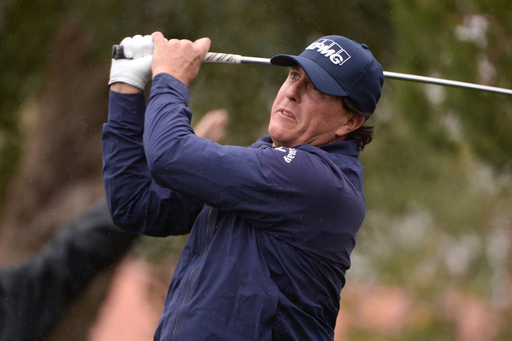 Phil Mickelson plays his shot from the fifth tee during the first round of the Desert Classic golf tournament at La Quinta Country Club. u00e2u20acu2022 Picture by Orlando Ramirez-USA TODAY Sports via Reuters