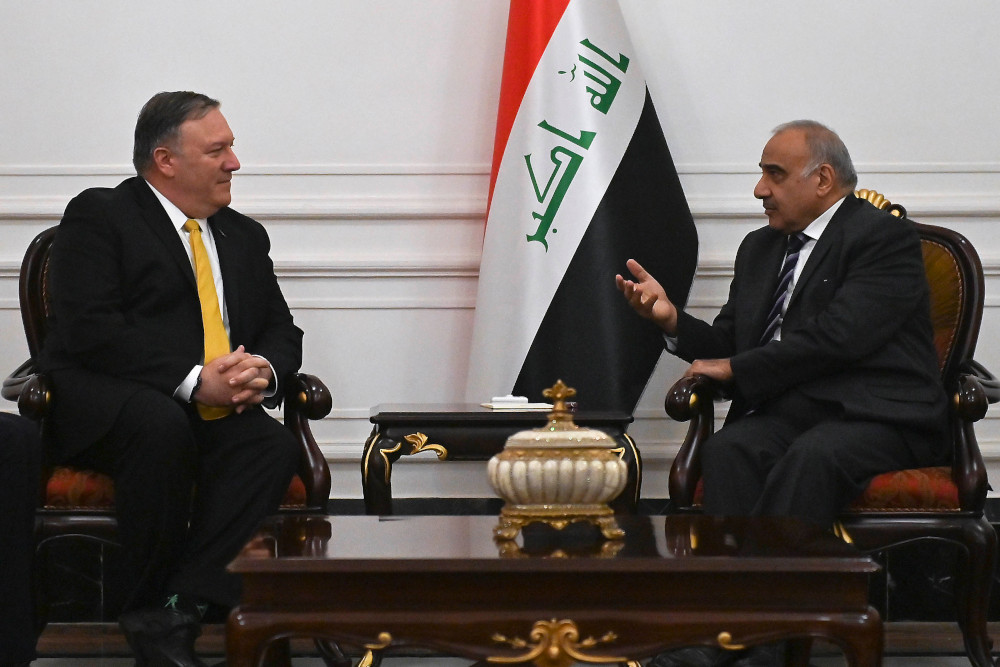 US Secretary of State Mike Pompeo talks with Iraqi Prime Minister Adel Abdel Mahdi in Baghdad, during a Middle East tour, on January 9, 2019. u00e2u20acu201d AFP pic