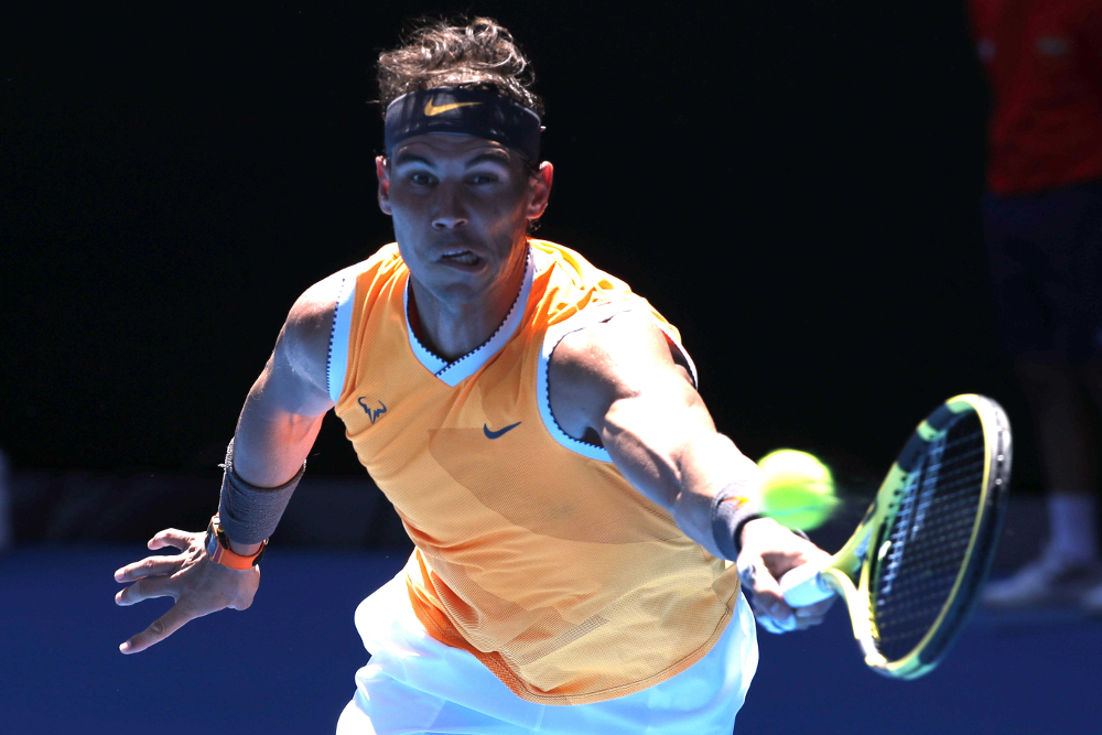 Spainu00e2u20acu2122s Rafael Nadal celebrates winning the match against Australiau00e2u20acu2122s James Duckworth during the first round of Australian Open at the Rod Laver Arena, Melbourne January 14, 2019. u00e2u20acu201d Reuters pic