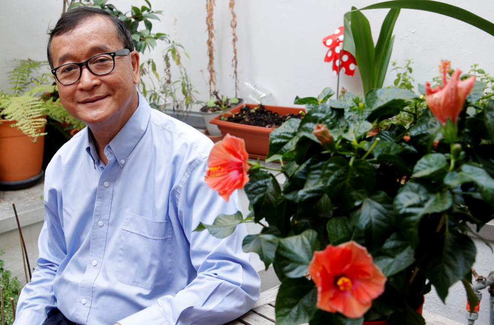 Former president of the dissolved opposition Cambodia National Rescue Party Sam Rainsy, who is living in exile, poses on his terrace in Paris, France, July 19, 2018. u00e2u20acu201d Reuters pic 