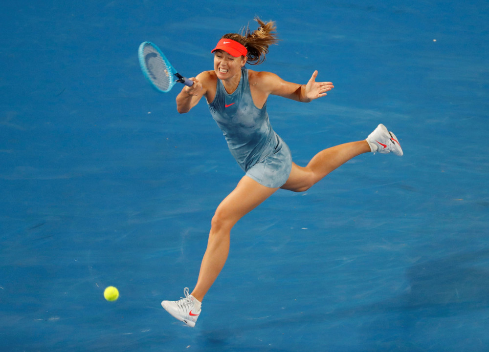 Maria Sharapova in action during the match against Swedenu00e2u20acu2122s Rebecca Peterson at Melbourne Park, Melbourne, Australia, January 16, 2019. u00e2u20acu201d Reuters pic