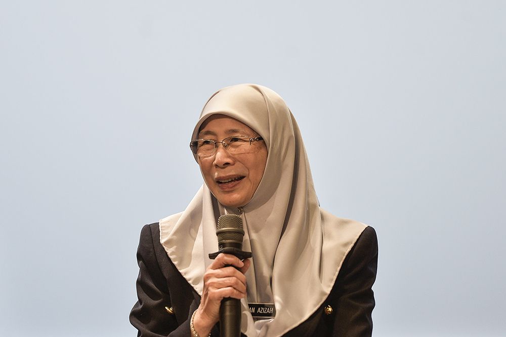 Deputy Prime Minister Datuk Seri Dr Wan Azizah Wan Ismail speaks during a press conference in PutrajayaJanuary 17, 2019. u00e2u20acu201d Picture by Miera Zulyana