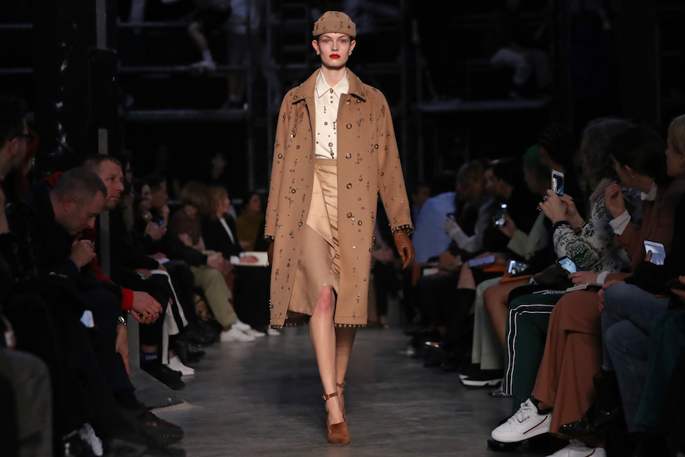 A model presents a creation during the British fashion house Burberry 2019 Fall/Winter collection catwalk show at London Fashion Week in London February 17, 2019. u00e2u20acu201d AFP pic