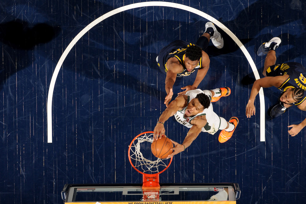 Giannis Antetokounmpo of the Milwaukee Bucks dunks the ball during the NBA game against the Indiana Pacers at Bankers Life Fieldhouse in Indianapolis February 13, 2019. u00e2u20acu201d AFP pic