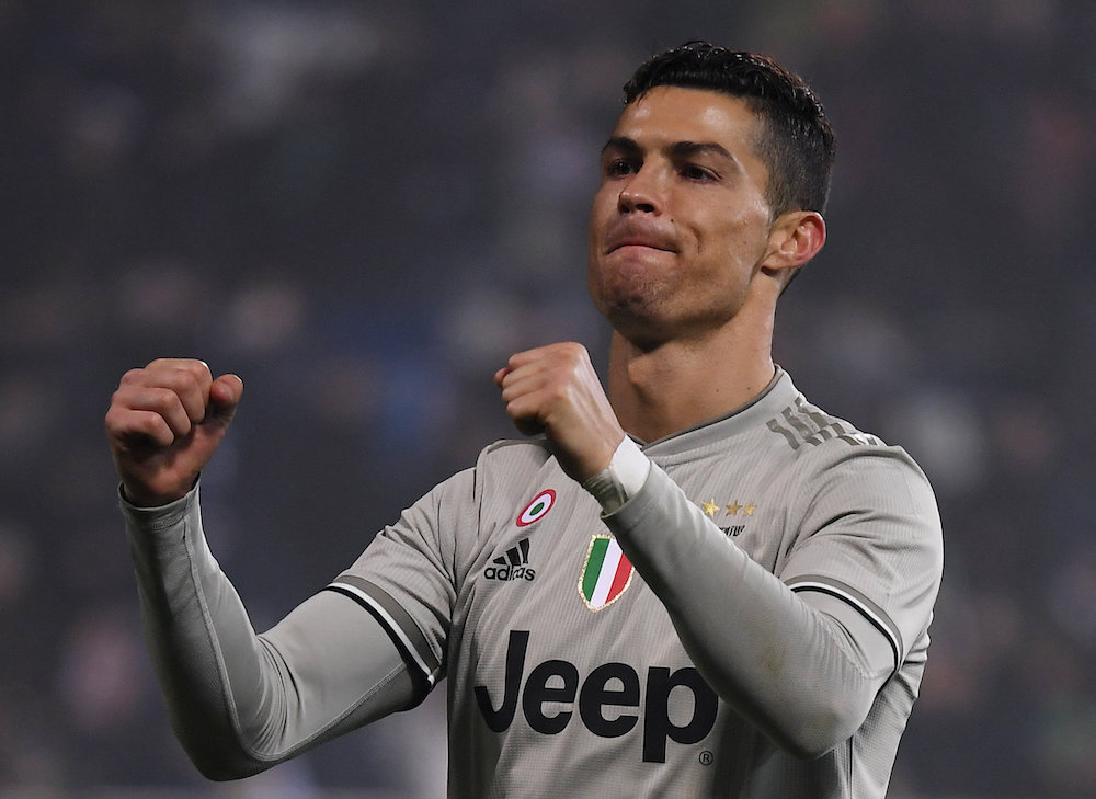 Juventus' Cristiano Ronaldo celebrates scoring a goal against Sassuolo, February 10, 2019. u00e2u20acu201d Reuters pic
