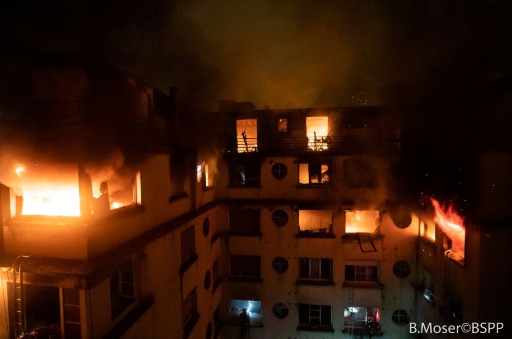 A residential building is engulfed in flames in Paris, February 5, 2019 in this image obtained from social media. u00e2u20acu201d B. Moser/Brigade des Sapeurs-Pompiers de Paris pic via Reuters